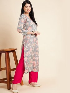 Nuevo Diseño Elegante, Kurta Larga de Algodón para Mujer, con Mangas Largas, Corte Recto, con Bordado, Ajuste Regular - Product Image 6