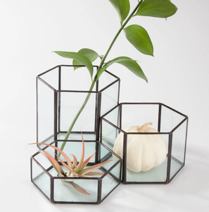 Modular <b>Table</b> Top Decor - Geometric Planter Black <b>Clear</b> Valentine Print Handmade Silk Metal Cylinder - Product Image 2