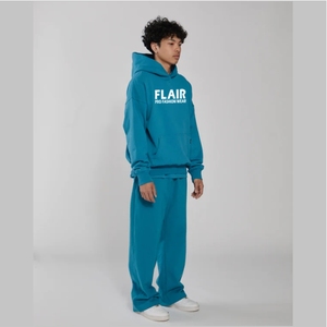 Sweat à capuche surdimensionné en coton mélangé de haute qualité, design à épaules tombantes avec impression en relief de poids lourd, qualité supérieure pour hommes - Product Image 2