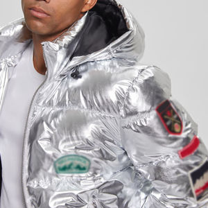 Chaqueta de plata de plumón para hombre a la moda de invierno, tela de lona al por mayor directa de fábrica con cuello levantado - Product Image 6