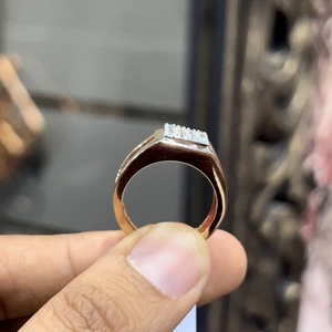 Declaración para hombre 14K 18K oro Real diamante tercero certificado redondo corte brillante boda banda diseñador hecho a mano joyería fina - Product Image 4