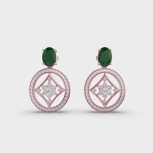 Luxury Rose <b>Gold</b> Geometric <b>Dangle</b> <b>Earrings</b> for Women Cubic Zirconia Circle Drop <b>Earrings</b> Elegant Bridal Fashion Jewelry Gift - Product Image 3