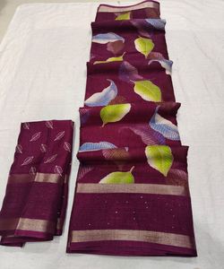 Organza Saree avec fleur de dentelle pour la fête de mariage - Product Image 1