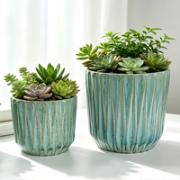 Ensemble de pots à fleurs en céramique à glaçure réactive, design texturé côtelé, pot à succulentes pour la décoration de jardin et de maison