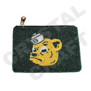Yallow et Green Design Portefeuille de pochette à monnaie perlée personnalisé Beau porte-monnaie avec accessoires à la mode - Product Image 1