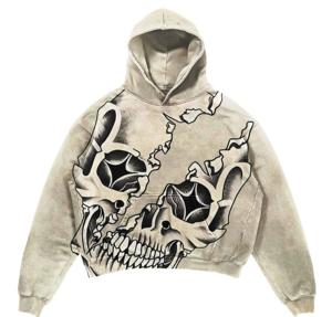 Sweat-shirts d'hiver personnalisés pour hommes, style streetwear, 100% coton, coupe ample, respirant, en molleton bouclette, effet vieilli, broderie acide vintage - Product Image 2