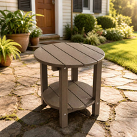 Table Ronde Moderne Confortable pour Jardin et Plage, en Plastique Bois HIPS Durable, Étanche et Anti-Corrosion
