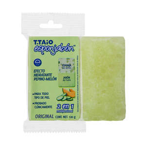 Éponge de savon au concombre et au melon Esponjabon 2 en 1 | Outil de bain exfoliant et nettoyant - Product Image 1