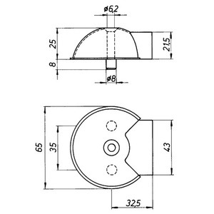 DENI Tampon de porte mat en acier inoxydable 3847, hauteur 65 mm, montage à cheville 22 mm pour tapis et protections - Product Image 3