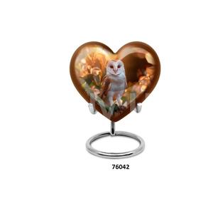 Vente chaude Unique Petit Souvenir Coeur Hibou Crémation Adulte Urne Pour Cendres Humaines Avec Support et Sac En Velours Gratuit - Product Image 1