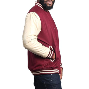 Chaqueta universitaria de béisbol de manga larga con últimos diseños personalizados al por mayor, chaquetas universitarias lisas para hombre - Product Image 4