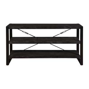 Mangohouten Britt Low Bookcase 150 cm Negro Industrial-Hierro de roble contemporáneo para el hogar Oficina Sala de estar Dormitorio Comedor - Product Image 3