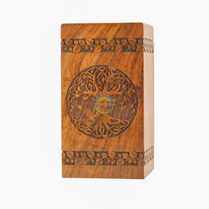 AYAANS Rosewood wooden Hand Carved Wooden Hot Selling cremation Urn <b>Box</b> for Adult Ashes Wholesale Cremation Urns (6X6X11)IN - Product Image 2