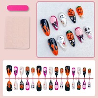 NBL-JX-239 Halloween 3D Ghost Pumpkin Lollipop Press on Nails Réutilisables Couverture Complète Faux Ongles Doux Gothique 30 Pièces