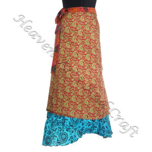 Jupes Vintage Art Soie Réversible Magique Soie Soie Rajasthani Magique Wrap Jupe Indien D'été Porter Vintage Long Enveloppant - Product Image 1