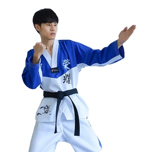 Venta al por mayor Taekwondo Dobok Gi para entrenamiento y competición bordado WTF ITF aprobado estiramiento 100% algodón uniforme Unisex - Product Image 6
