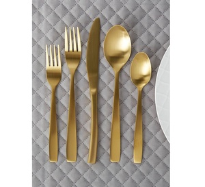 Juego de Cubiertos de Oro para Boda al por Mayor, Juego de Cubiertos de Acero Inoxidable con Tenedor y Cuchara Dorados, Vajilla para Cocina y Restaurantes, Gran Venta - Product Image 1