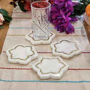 Juego de posavasos de resina y piedra transparente de alta demanda con hoja real, almohadillas de bebida epoxi ecológicas para la vida moderna - Product Image 1