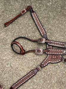 Bride de cheval de qualité militaire en cuir de crocodile et collier de poitrine ensemble résistant au feu pour les conditions extrêmes - Product Image 4