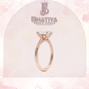 Bague de fiançailles Moissanite de laboratoire 1-3 CT plaqué or 14K certifié IGI original Demi-bande pont caché fête de mariage - Product Image 4