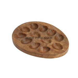 Support de stockage d'oeufs de forme ronde en bois de haute qualité de la collection d'art vintage et supports du fabricant indien - Product Image 3
