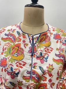 Top Corto Bohemio con Estampado Floral Étnico Indio en Algodón, Cuello en V, Volantes, Informal, para Fiesta, Estilo Natural - Product Image 2