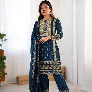 Haut et bas prêts à porter en tissu georgette imprimé à l'écran et brodé pour femmes, Kurti ethnique, vibe ethnique, coton Lehenga - Product Image 1