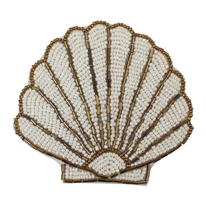 ที่รองแก้วลูกปัดสีขาวและสีฟ้า4แพ็คโดยตลาดโลกทำด้วยมือจากอินเดียรถไฟเหาะสำหรับบ้าน - Product Image 2