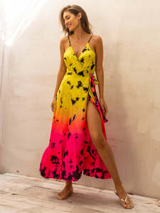 ชุดแม็กซี่ยาวสไตล์ลำลองของผู้หญิงชุดยาวมัดย้อมลายดอกไม้สไตล์โบฮีเมียนยาวถึงพื้นหรูหรา2025ฤดูร้อน - Product Image 3