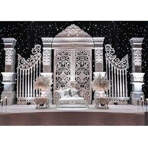 Escenario de boda blanco moderno Calgary Gran boda Recepción Escenario Decoración Boda asiática Fibra Tallada Escenario blanco - Product Image 1