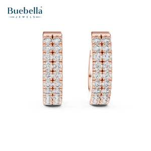 Offre Spéciale demi-Bali en argent sterling 925 double rangée avec boucles d'oreilles en diamant rond pour femme - Product Image 2