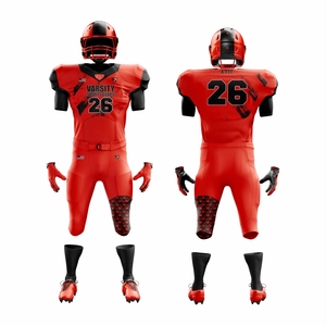 Uniforme de fútbol americano para hombre, Jersey y pantalones naranjas y negros personalizados, aparejos de sarga, ropa deportiva duradera transpirable, kit al por mayor - Product Image 1