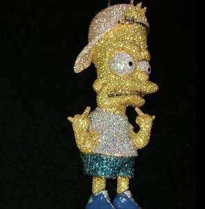 Pendentif en or plaqué or jaune avec personnage de dessin animé serti de diamants de 12 carats, bijoux hip-hop de luxe - Product Image 2