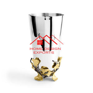 Luxury Home Hotel Decorative Metal Vase in <b>Silver</b> and Golden Finished Table <b>Top</b> Decor Metal Vase for Home Hotel Living Room - Product Image 1
