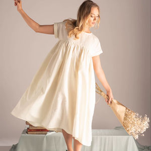 Robe courte décontractée d'été pour femmes, demi manches, à volants, mode de créateur, robe en lin - Product Image 1