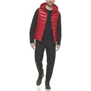 Gilet bouffant respirant avec logo personnalisé pour hommes, couleur unie, capuche zippée, vêtements d'extérieur d'hiver, en polyester et nylon, long - Product Image 3