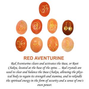 Alta calidad Karuna FORMA DE Avanturina roja piedra ovalada 9 piezas Karuna conjunto de piedras preciosas de cristal curativo natural Karuna Set al por mayor - Product Image 4
