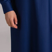 Thobe décontracté de qualité supérieure, couleur unie, respirant, en polyester infroissable, col montant, manches longues, longueur cheville