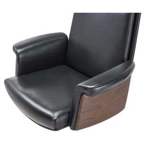 Chaise de bureau de direction à dossier haut en cuir de vachette véritable, design contemporain avec mécanisme de levage, ergonomique chromé pour ateliers, PU durable - Product Image 5