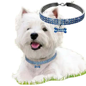 Collier de luxe pour chien Diamant avec strass, laisse personnalisée en alliage et cuir de vachette, style western, avec fonction d'éclairage - Product Image 1
