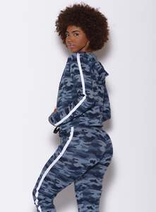 Vente en gros de sweat à capuche signature pour femmes camouflage bleu vif personnalisé sweats à capuche respirants anti-rides pour femme sweat à capuche zippé pour entraînement de gymnastique - Product Image 6