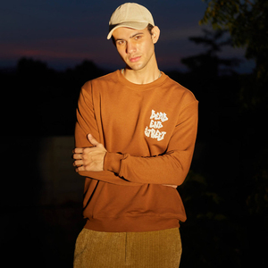 Sudadera con logo estampado en relieve Dead End Street para hombre, estilo urbano, corte holgado, cuello redondo, cálida - Product Image 1