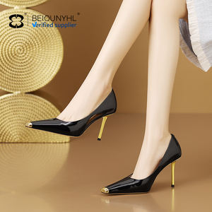 Nuevo estilo de mujer Patchwork más bombas stiletto zapatos de trabajo de oficina tacones de moda de lujo Zapatos de vestir de punta cuadrada para damas - Product Image 6