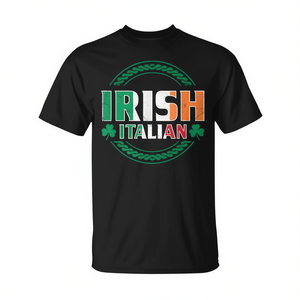 T-shirt avec drapeau irlandais et italien, design demi-irlandais demi-italien pour la Saint-Patrick - Product Image 2