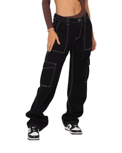 OEM Custom Casual Washed Straight <b>Trousers</b> Baggy Jeans <b>Ladies</b> Street Denim Women Jeans Cargo Pants for Women - Product Image 4