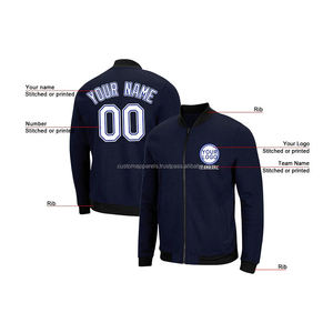Chaqueta Varsity de estilo minimalista personalizada elegante para uso diario con logotipo de decoración de bordado de cuello alto en el Front-MCACVJ-258 - Product Image 4