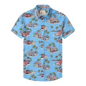 Chemises de golf pour hommes en polyester respirant anti-rides à séchage rapide, à col rayé, à fleurs hawaïennes, pour le printemps, vente en gros - Product Image 3