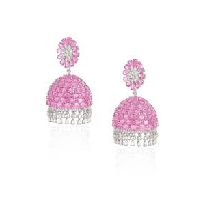 Pendientes Jhumka con Diamantes y Espiral de Rubí - Product Image 4