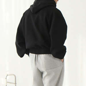 Pull à capuche court de coupe régulière à coupe régulière pour hommes surdimensionnés d'hiver pour hommes avec logo de broderie personnalisé polaire 100% coton - Product Image 3