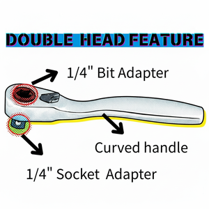 Stubby <b>Ratchet</b> Handle Double Head DIY OEM/ODM with Curved Handle 72T X 90mmL Industrial Grade Made in Taiwan - Product Image 3